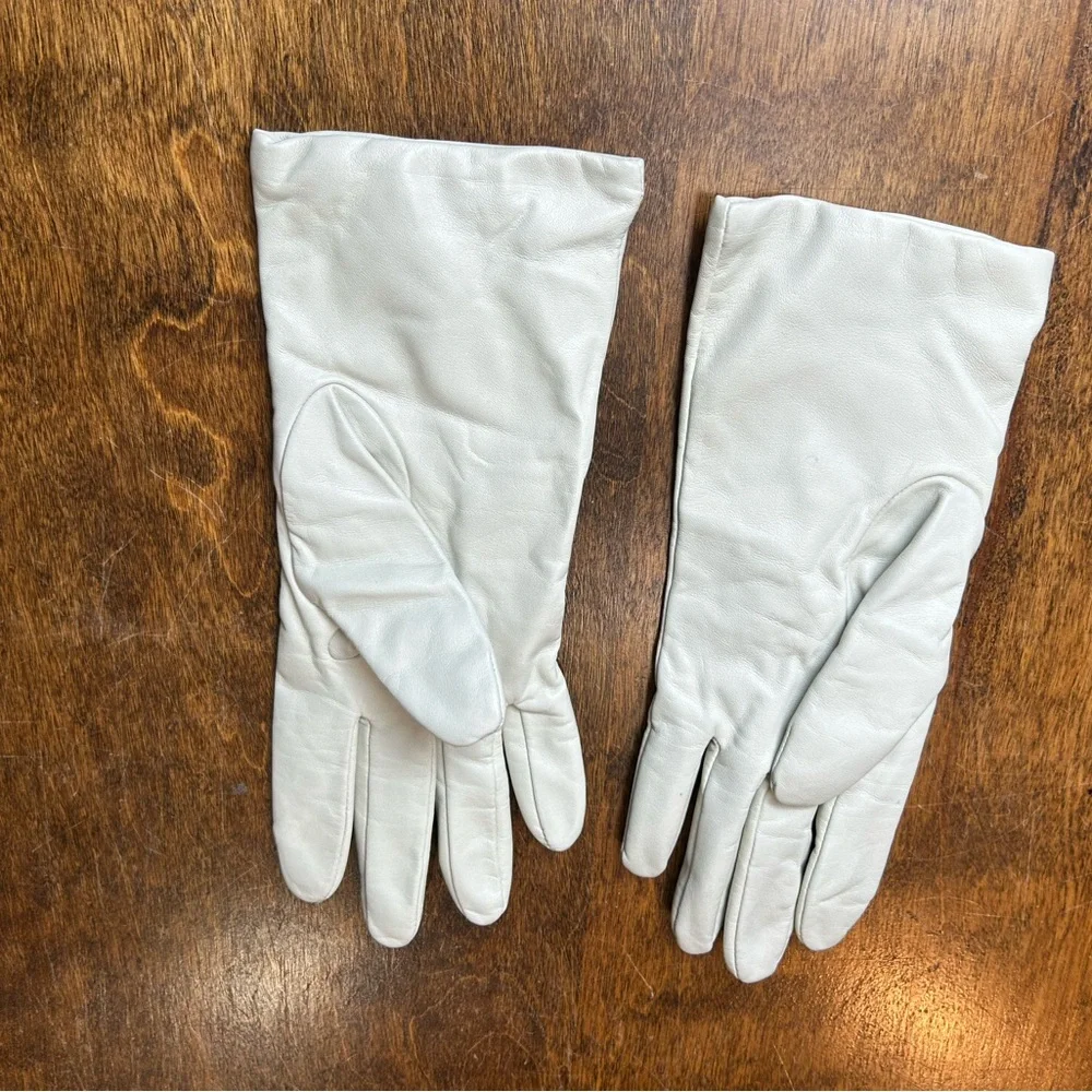 White Cashmere Leather Gloves